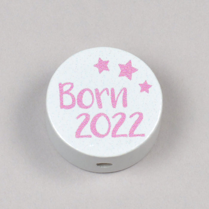 Motivpärla i trä, "Born 2022"