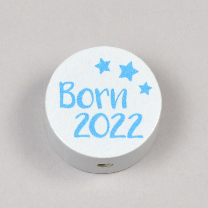 Motif bead in wood, "Born 2022"
