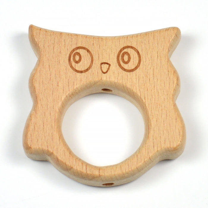 Untreated wooden bead, owl