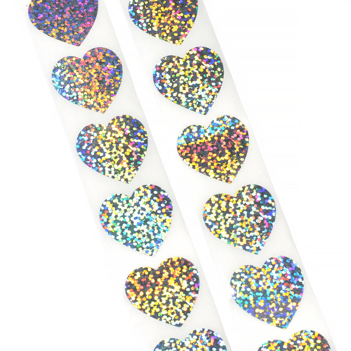 Stickers, hologram heart, 24 pcs