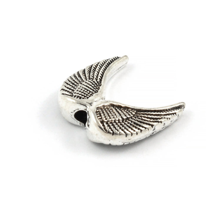 Angel wings, antique silver, 15mm, 5pcs