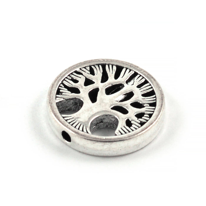 Metallperler, livets tre, antikk sølv, 18 mm, 3 stk