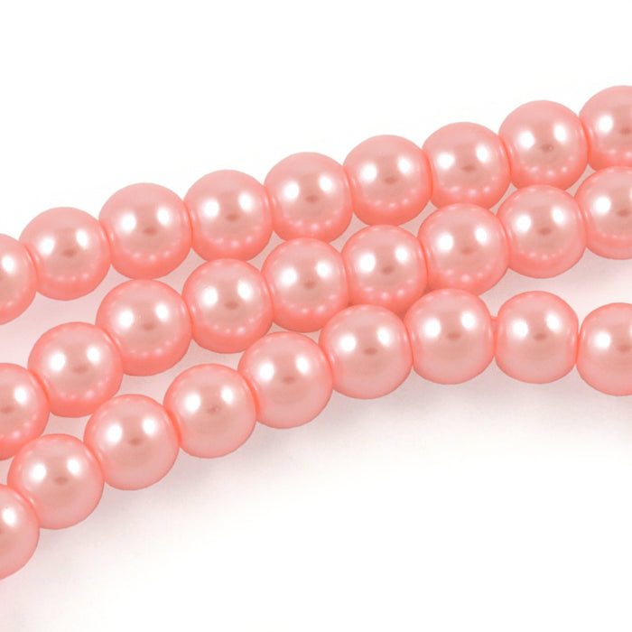 Waxed glass beads, baby pink, 6mm