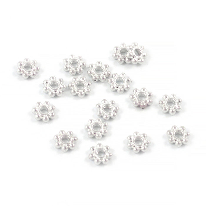 Middle links, daisy, silver, 4.5mm, 100pcs