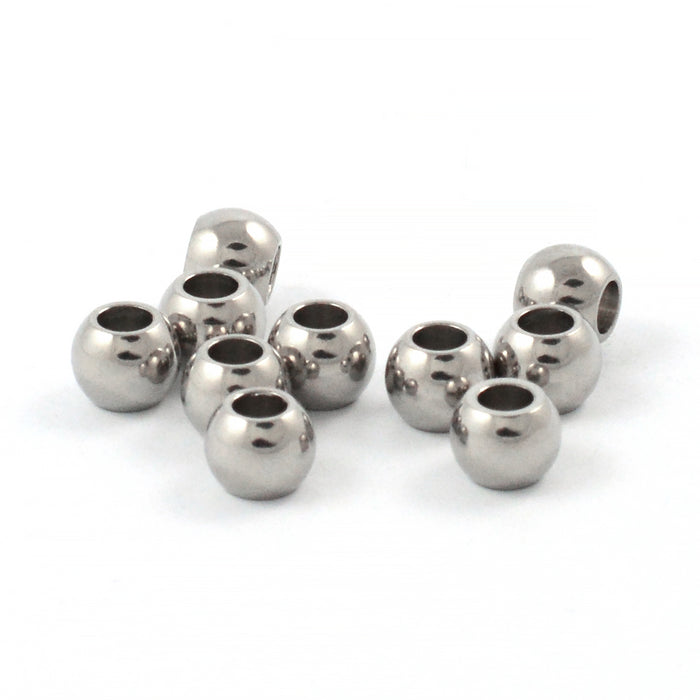 Round stainless steel beads, 5mm, 20pcs