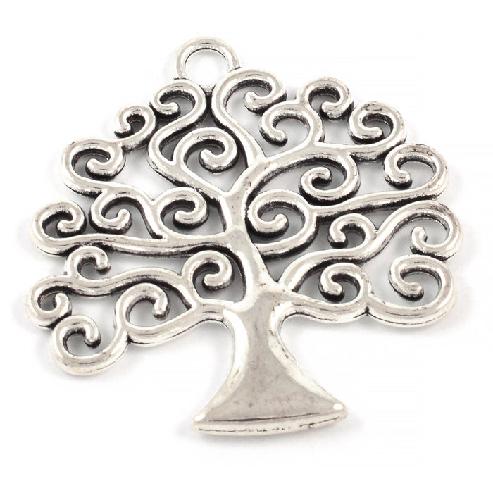 Large charm "tree of life", antique silver, 39x35mm, 1pc