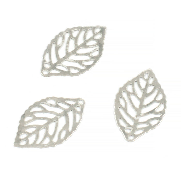 Thin charm, leaf, silver, 12x20mm, 15pcs
