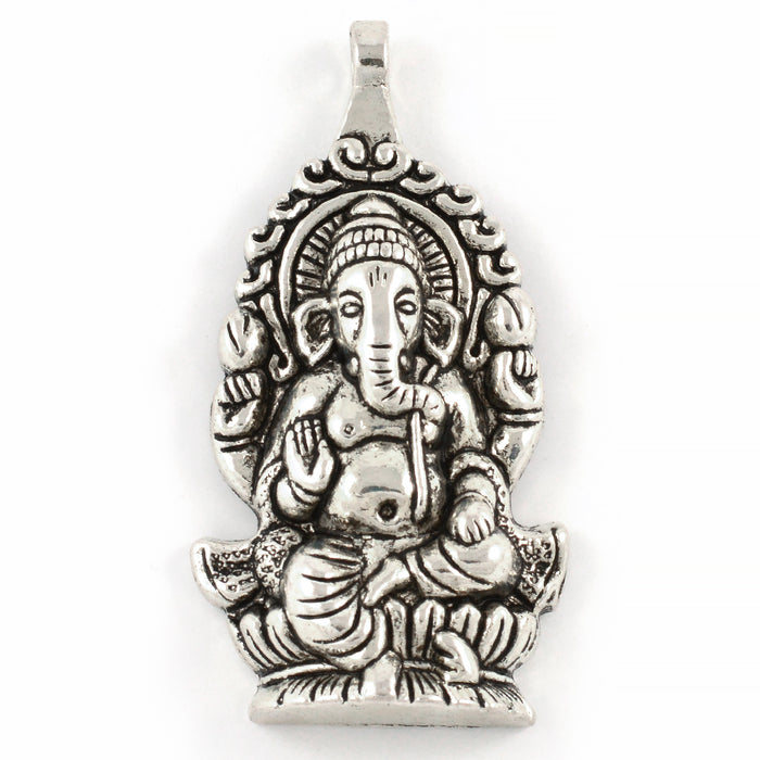 Large charm, Ganesha, antique silver, 32x50mm, 1pc