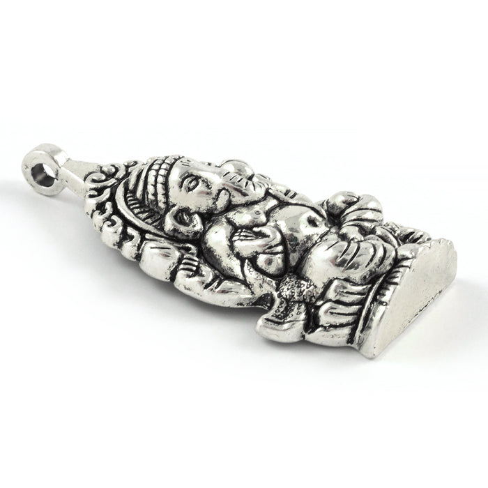 Stor sjarm, Ganesha, antikk sølv, 32x50mm, 1stk