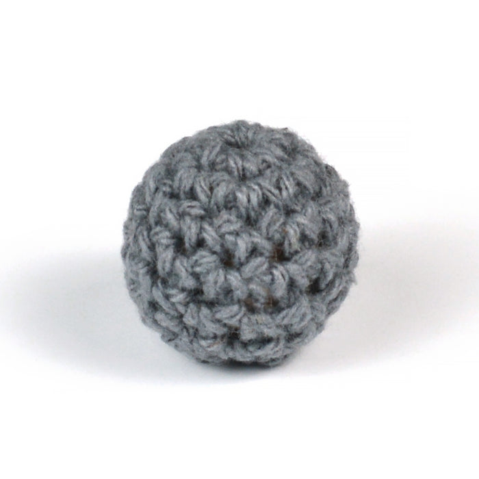 Crocheted bead, dark grey, 16mm