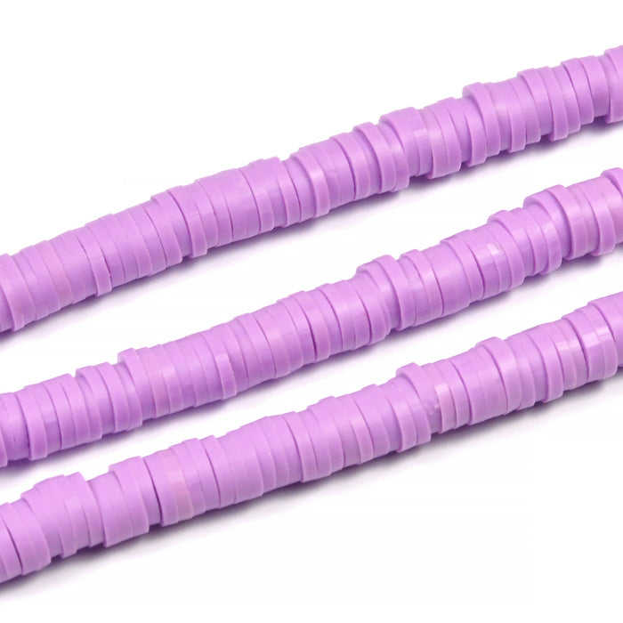 Heishi beads, lavender, 6x1mm
