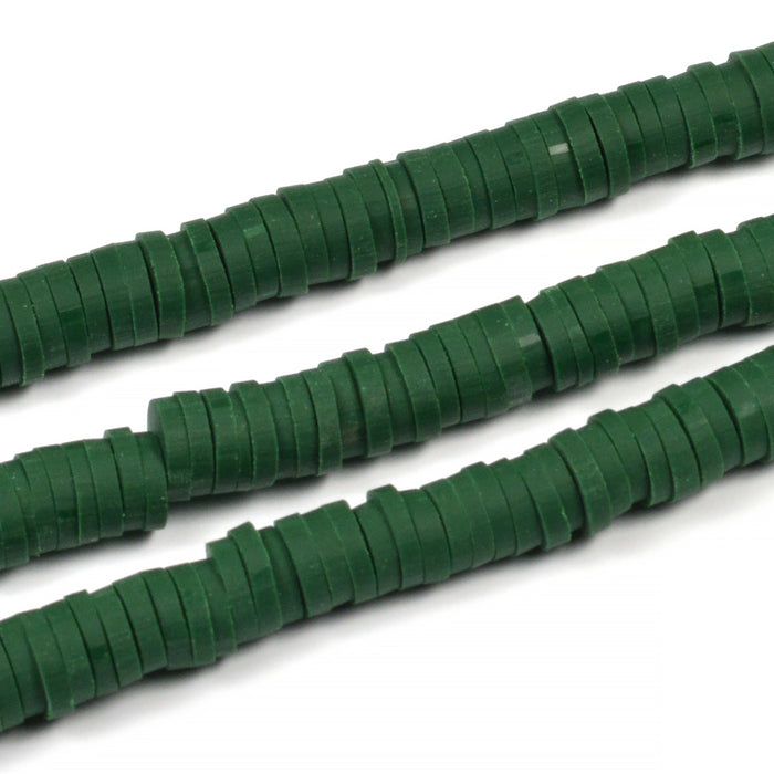 Heishi perler, mørkegrønne, 6x1mm