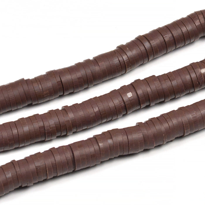 Heishi beads, chocolate brown, 6x1mm
