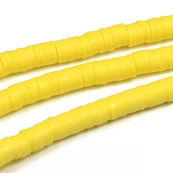 Heishi beads, yellow, 6x1mm