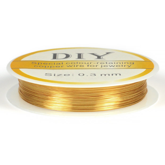 Copper wire, gold, 0.3mm, 15m