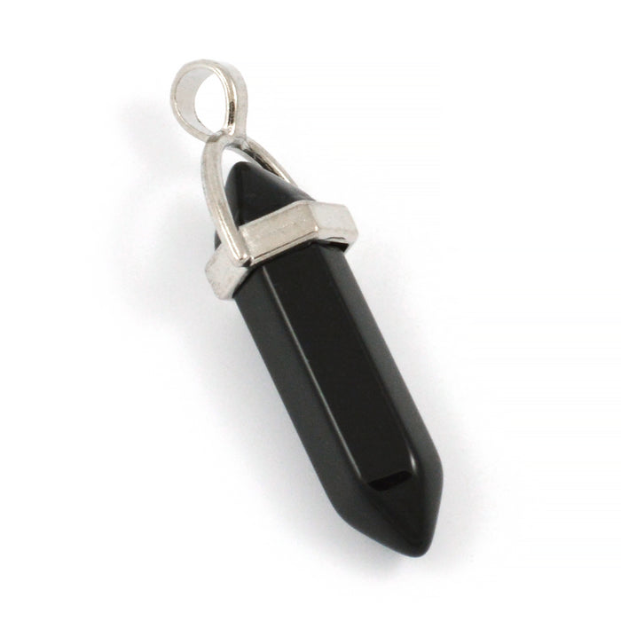 Charm, bullet of black agate, 32mm, 1pc