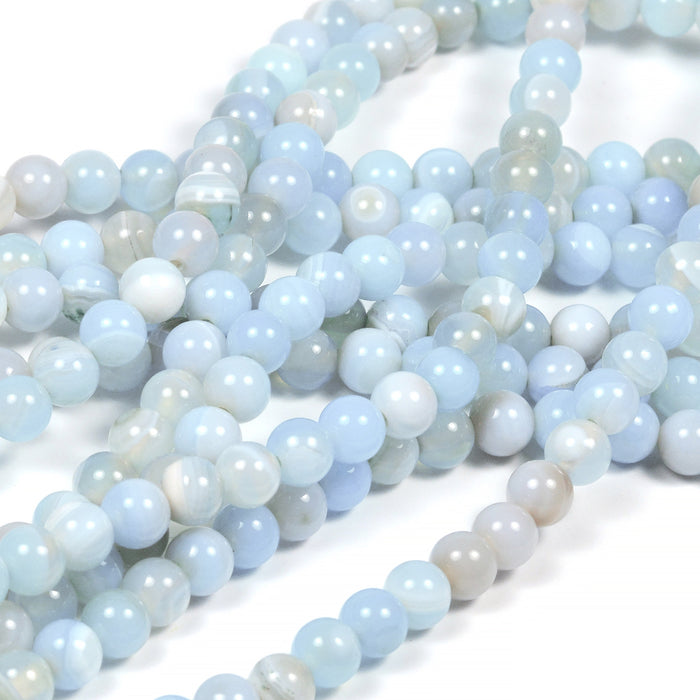 Agate beads, sea mist, 6mm