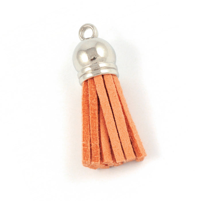 Small tassel in imitation suede, coral