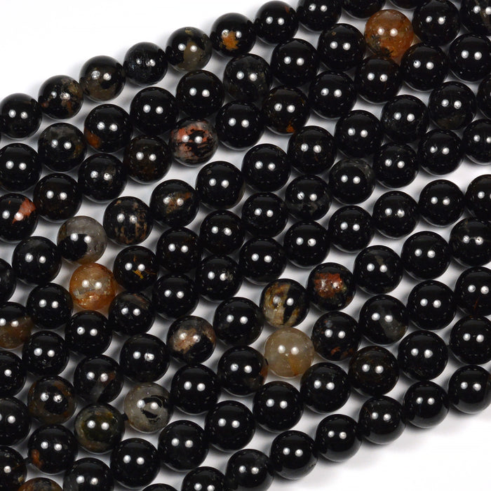 Tourmaline beads, black, 8mm