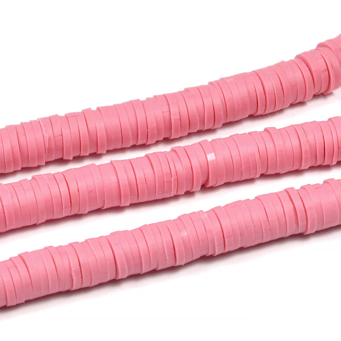 Heishi beads, pink, 6x1mm