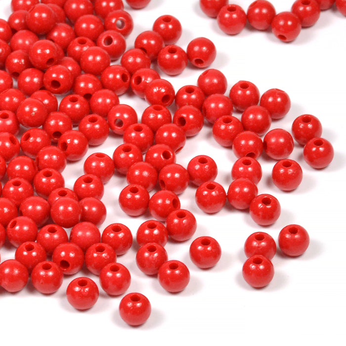Round acrylic beads, red, 5mm, 400pcs