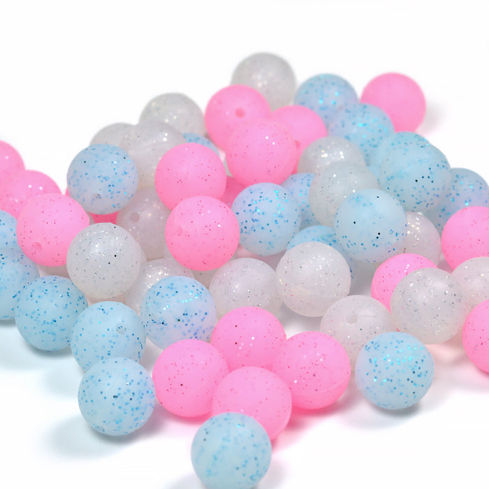 Silicone beads glitter, 15mm, 2-pack