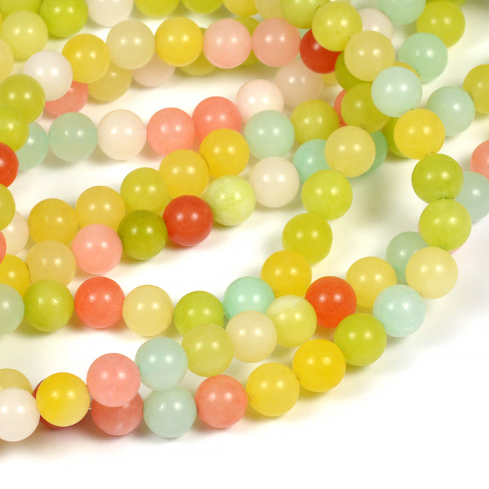 Jade pärlor, mixade pastellfärger, 8mm