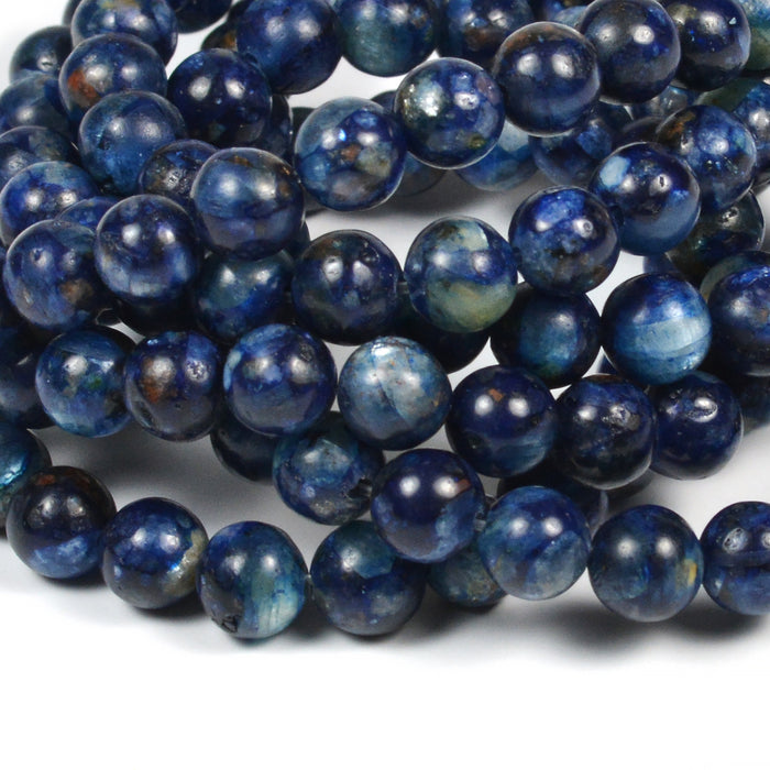 Kyanite beads, dark blue, 6mm