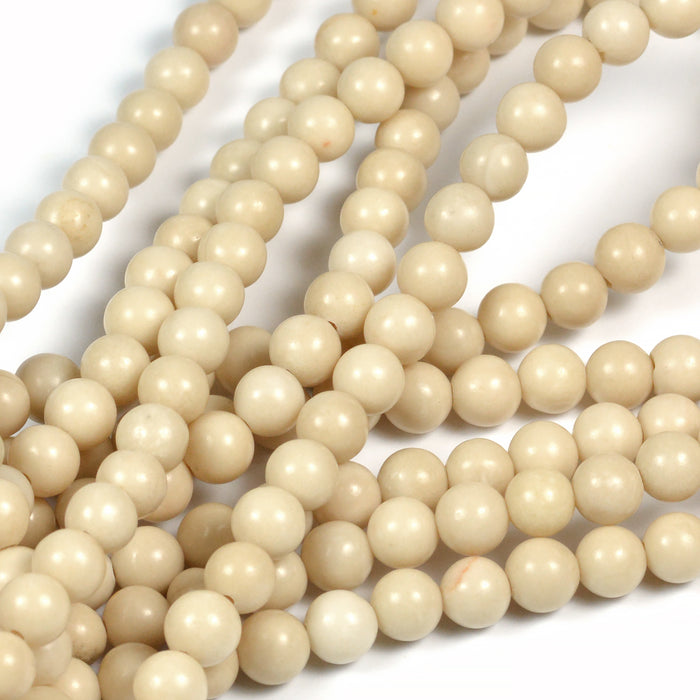 Fossil pearls, beige, 6mm