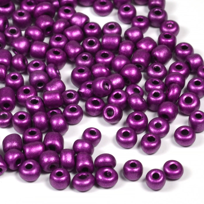 Seed Beads, 4mm, plommon matt metallic, 30g