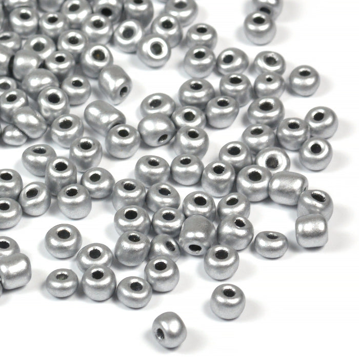 Seed Beads, 4mm, silver matt metallic, 30g