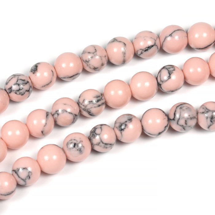 Pearls in synthetic turquoise, light pink, 6mm