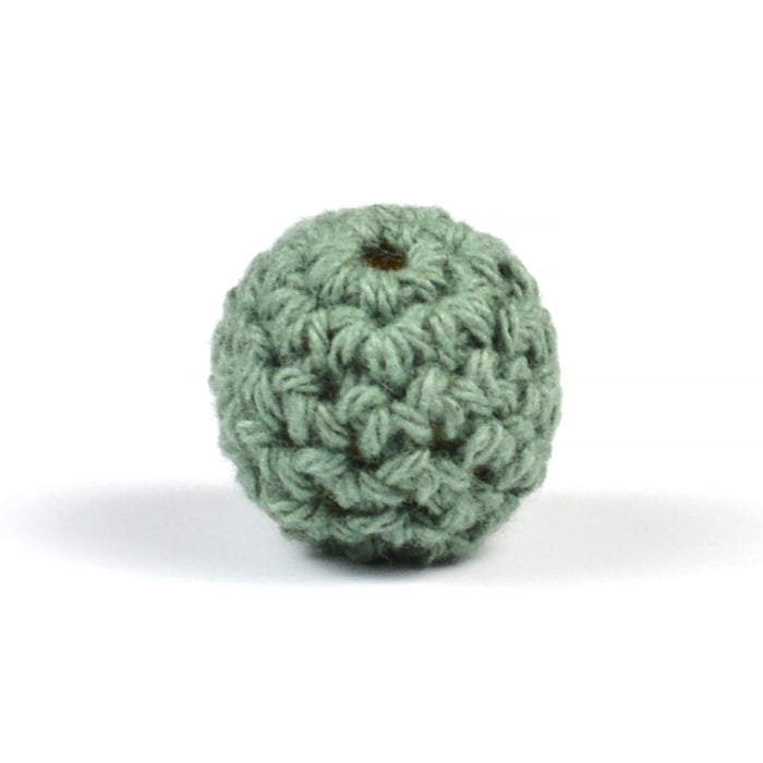 Crocheted bead, dusty green, 16mm