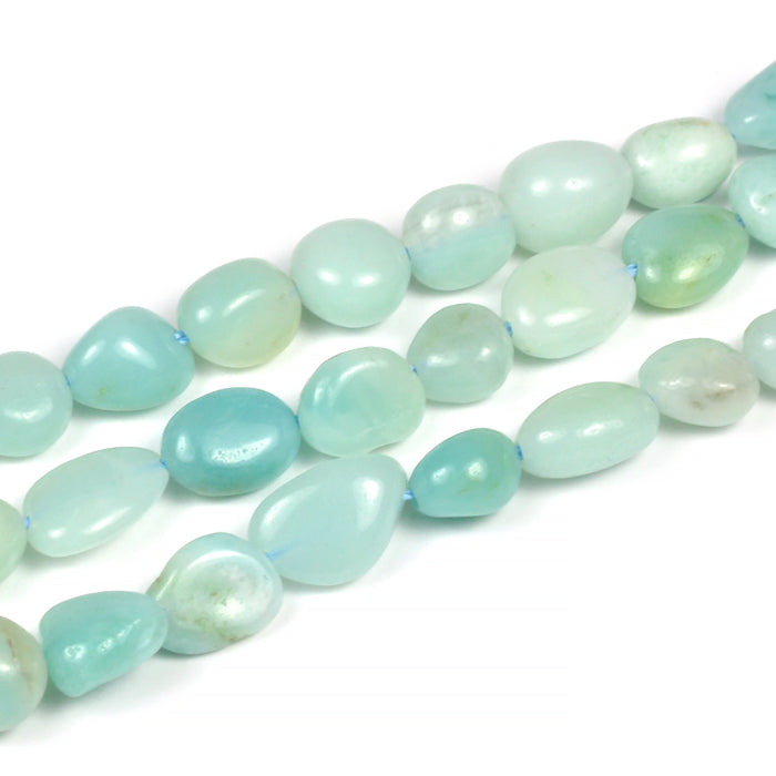 Amazonite beads, light blue, nuggets, 7-10mm