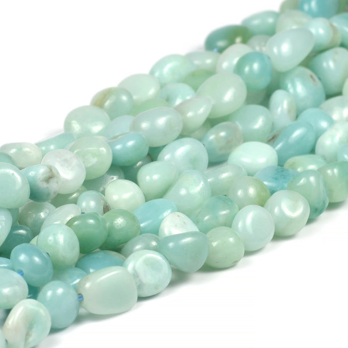 Amazonite beads, light blue, nuggets, 7-10mm