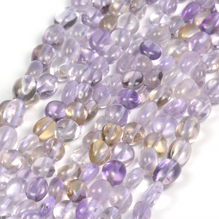 Amethyst beads, light, nuggets, 6-8mm