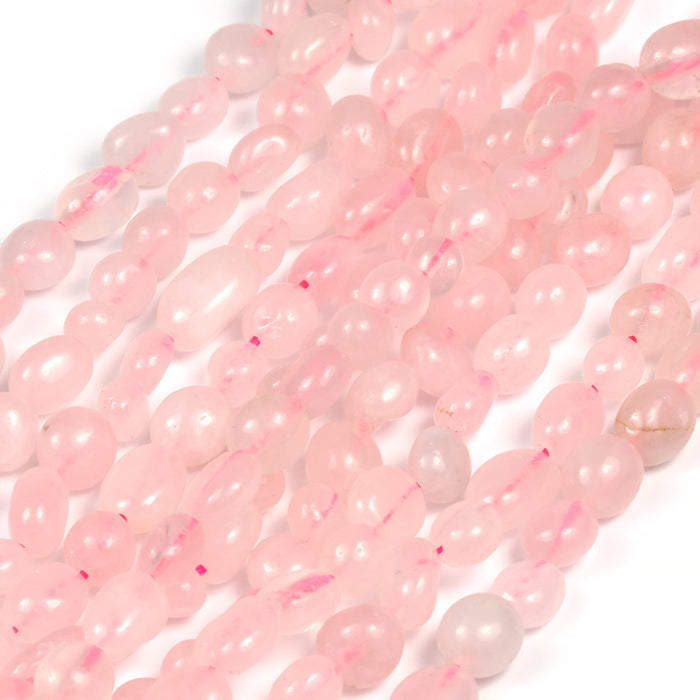 Rose quartz beads, nuggets, 6-8mm