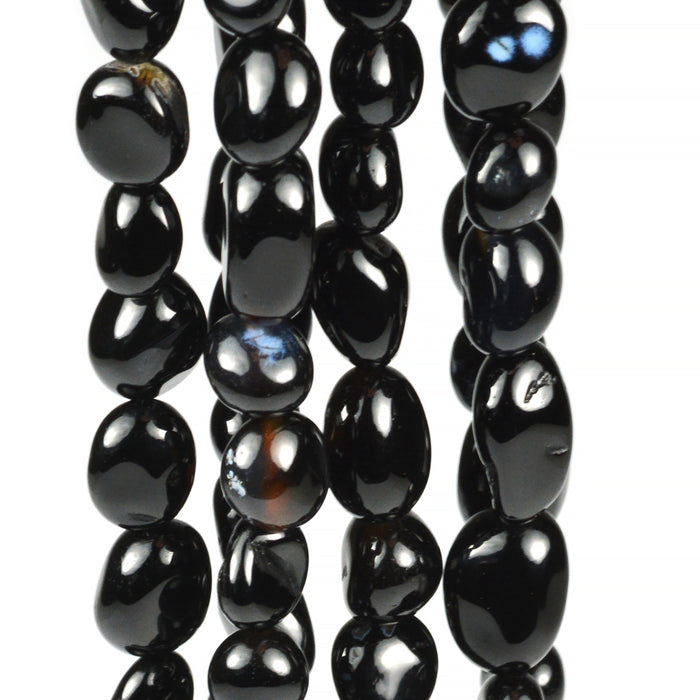 Agat pärlor, svart, nuggets, 7-10mm