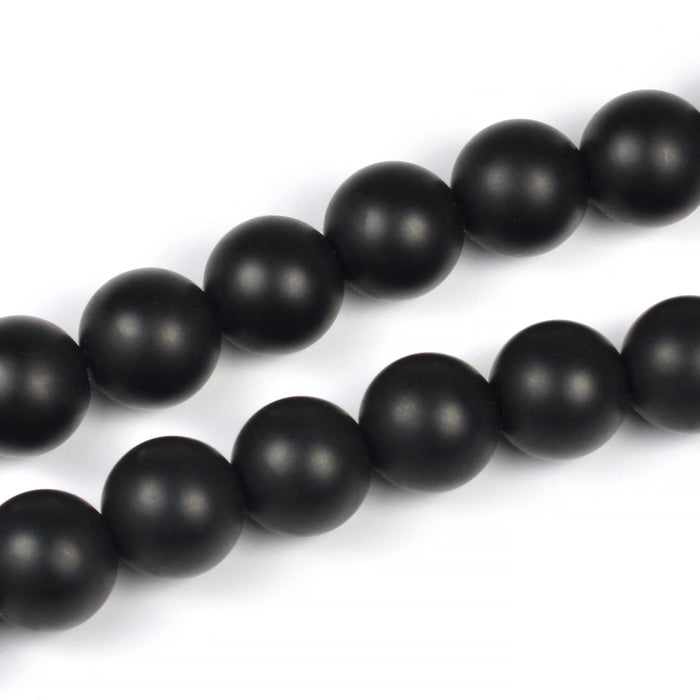 Syntetiska blackstone pärlor, mattsvart, 10mm
