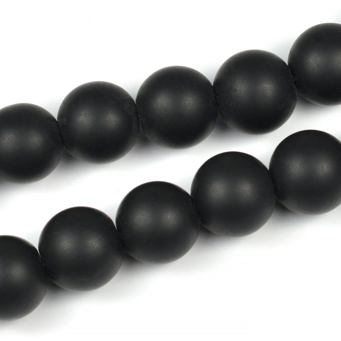 Syntetiska blackstone pärlor, mattsvart, 12mm