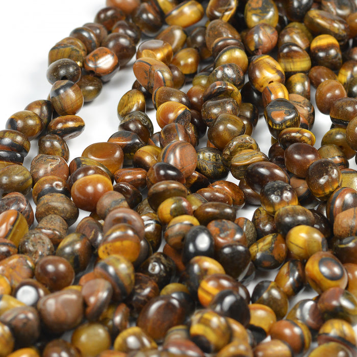 Tigerøye perler, nuggets, 7-10mm