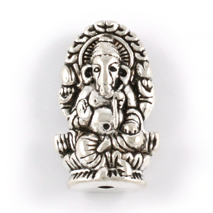 Metallperler, Ganesha, antikk sølv, 12x22mm, 2stk