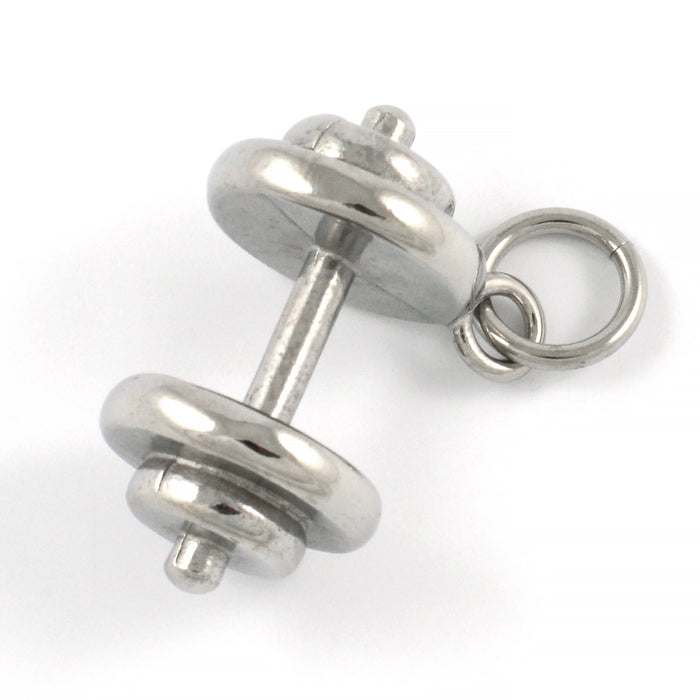 Charm, dumbbell, stainless steel, 16x29mm, 1pc